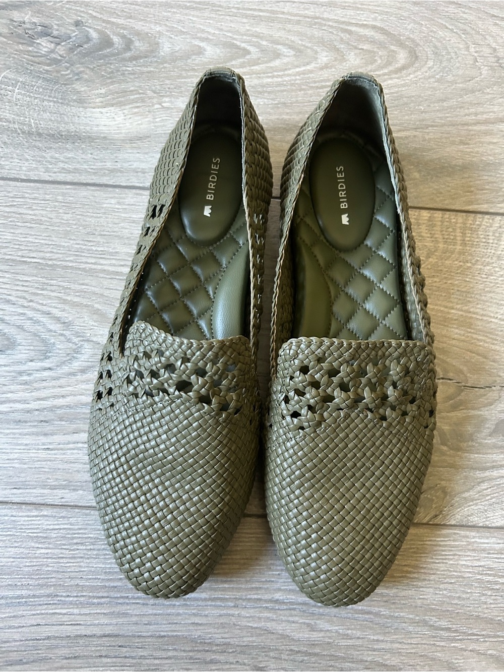 Birdies The Starling Woven Flats Olive Green Size 9.5